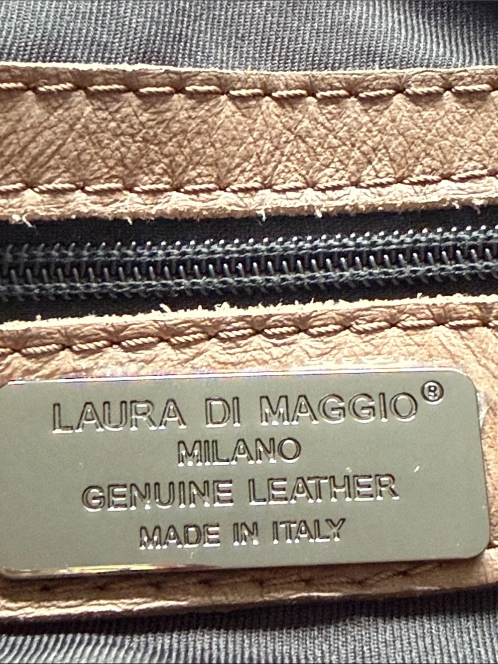 Laura Di Maggio Woven Shoulder Leather Tote Bag in Chestnut Brown
